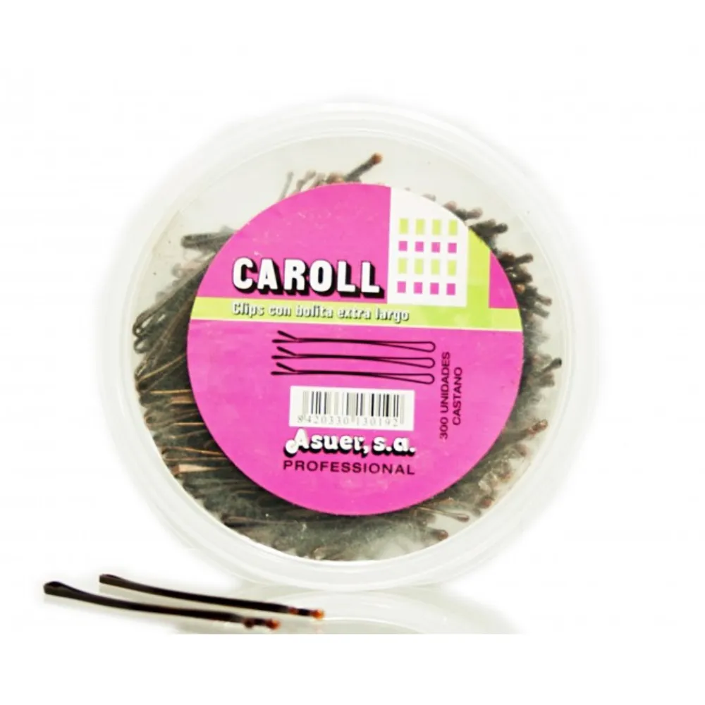 Asuer Horquilla Con Bolita Extra Largo Castaño Caroll 300uds